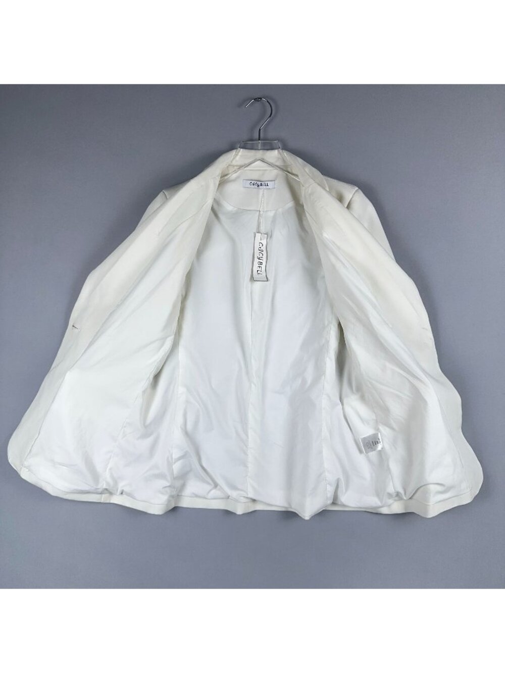 Cicy Bell Blazer Jacket Size Medium White Single-Button Notched Collar
